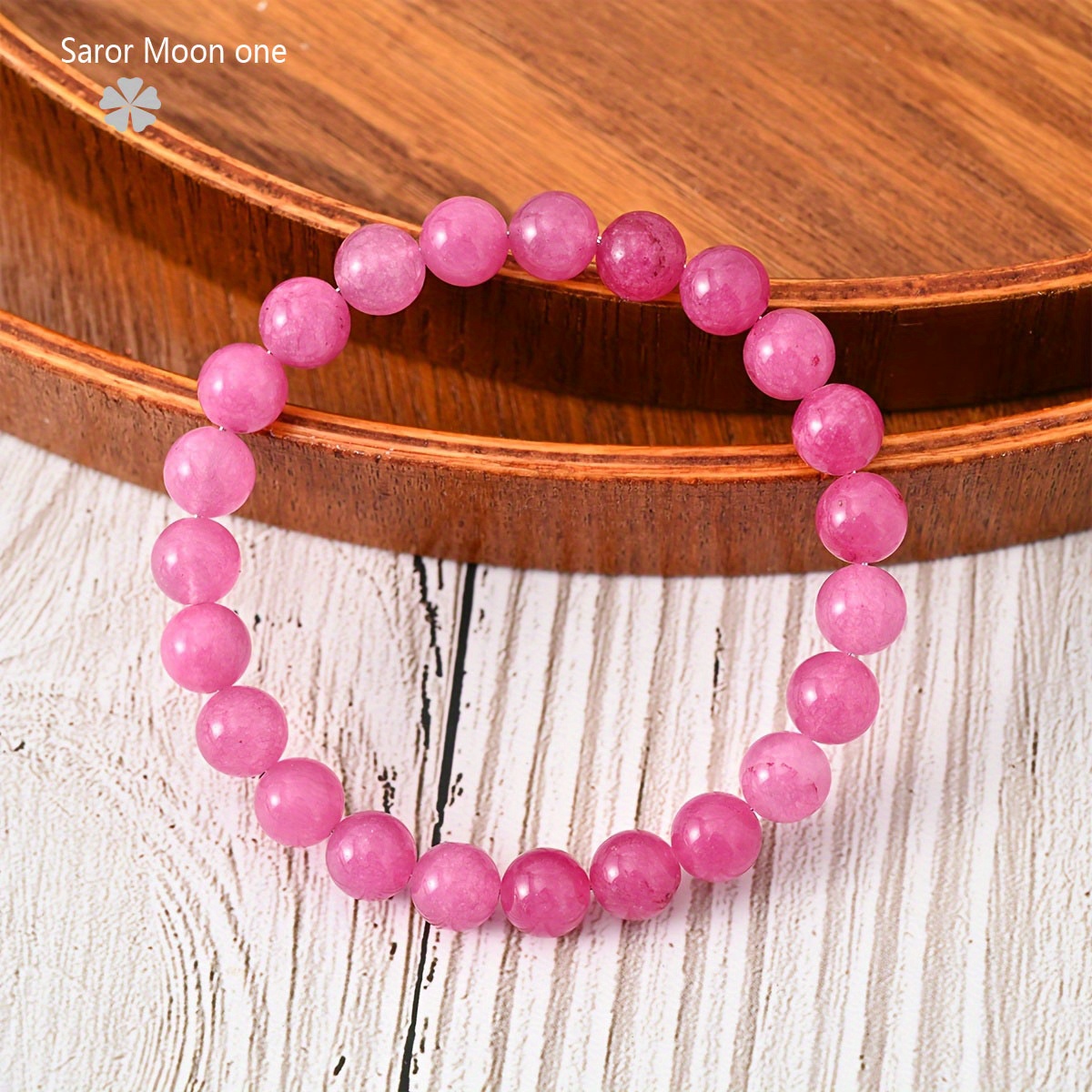 Adjustable Pink Natural Stone Bead Bracelet, Lucky Stone Gift